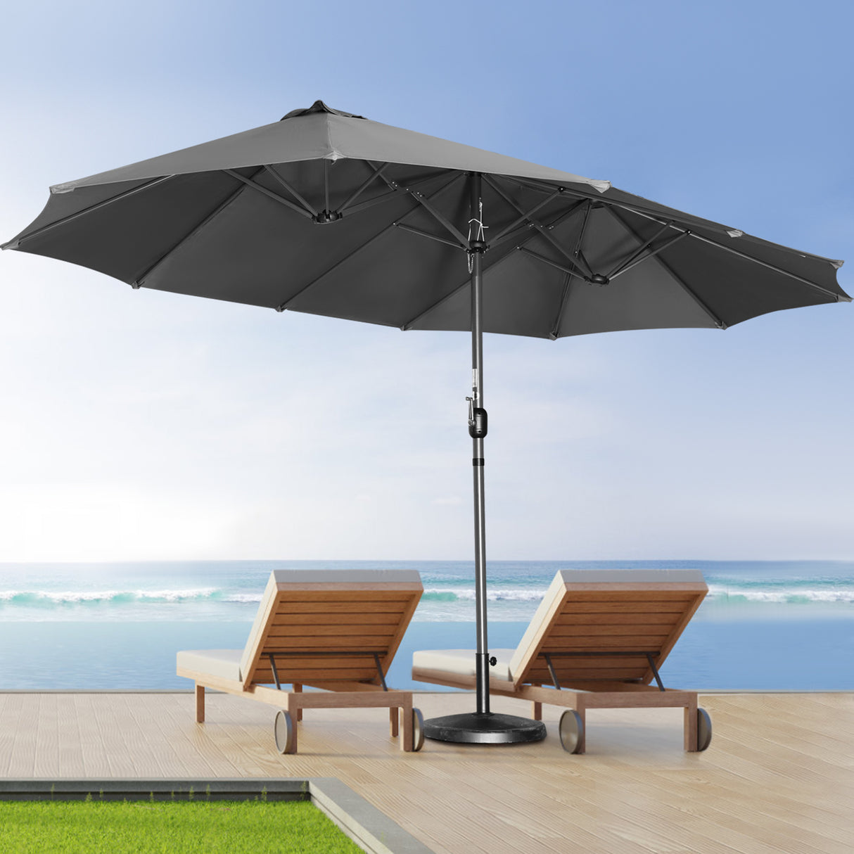 270 X 460 cm Aluminium Doppelsonnenschirm Gartenschirm Sonnenschutz UV50+