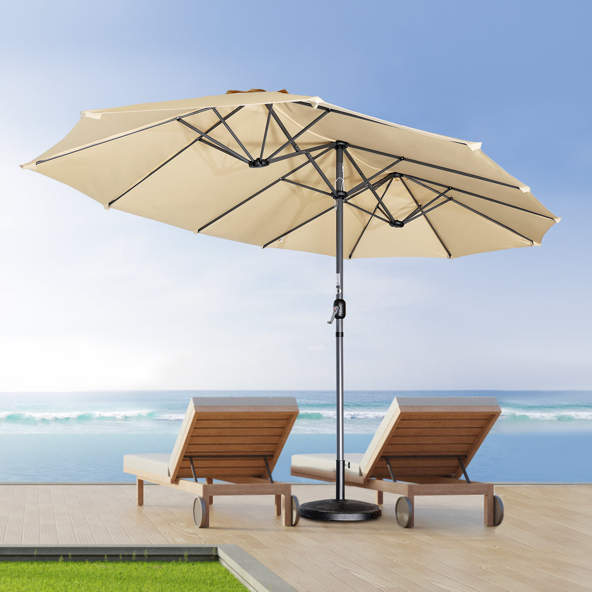 270 X 460 cm Aluminium Doppelsonnenschirm Gartenschirm Sonnenschutz UV50+