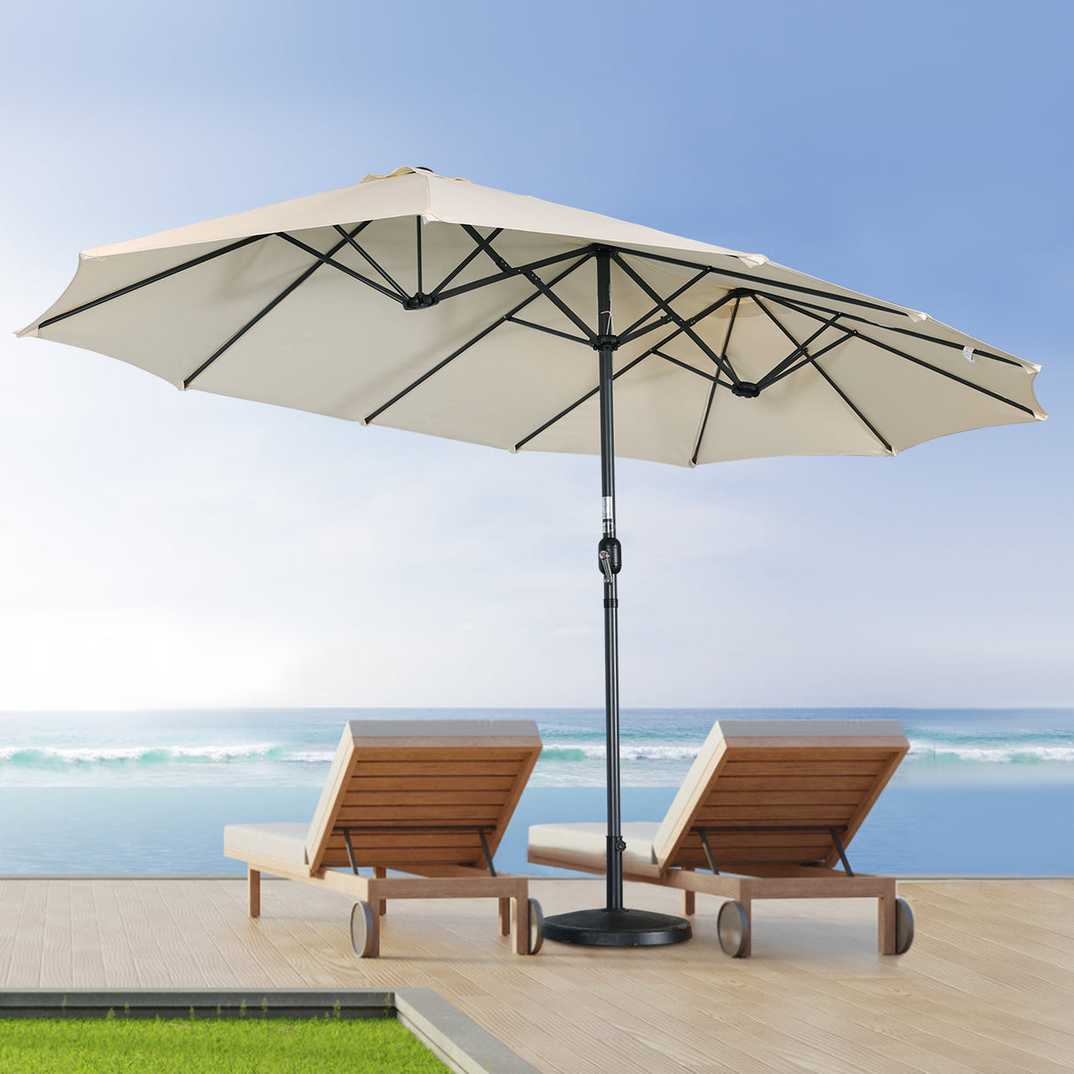 270 X 460 cm Aluminium Doppelsonnenschirm Gartenschirm Sonnenschutz UV50+