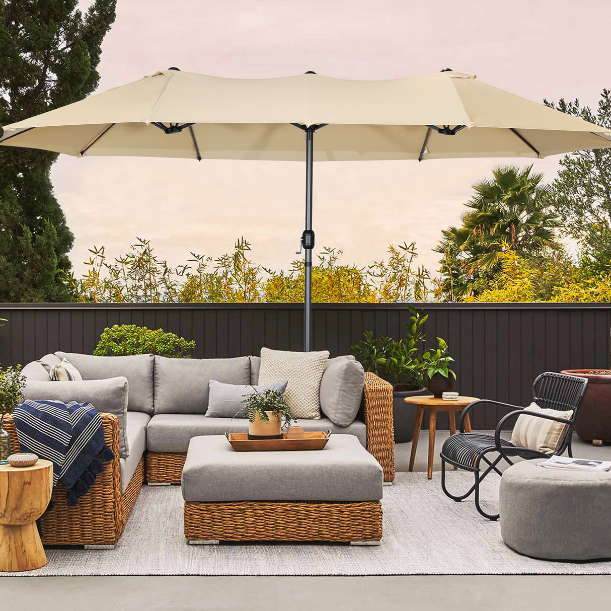 270 X 460 cm Aluminium Doppelsonnenschirm Gartenschirm Sonnenschutz UV50+