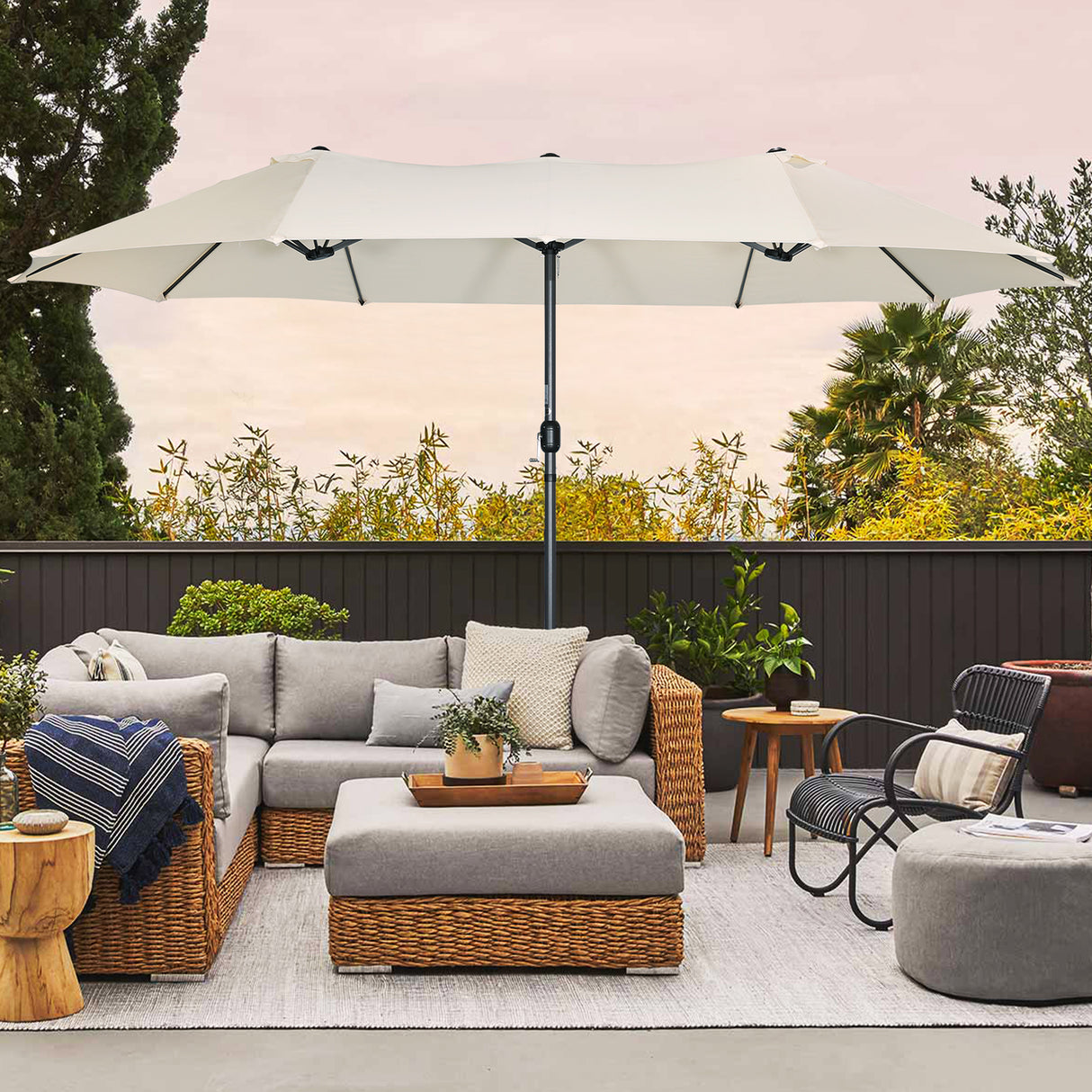 270 X 460 cm Aluminium Doppelsonnenschirm Gartenschirm Sonnenschutz UV50+