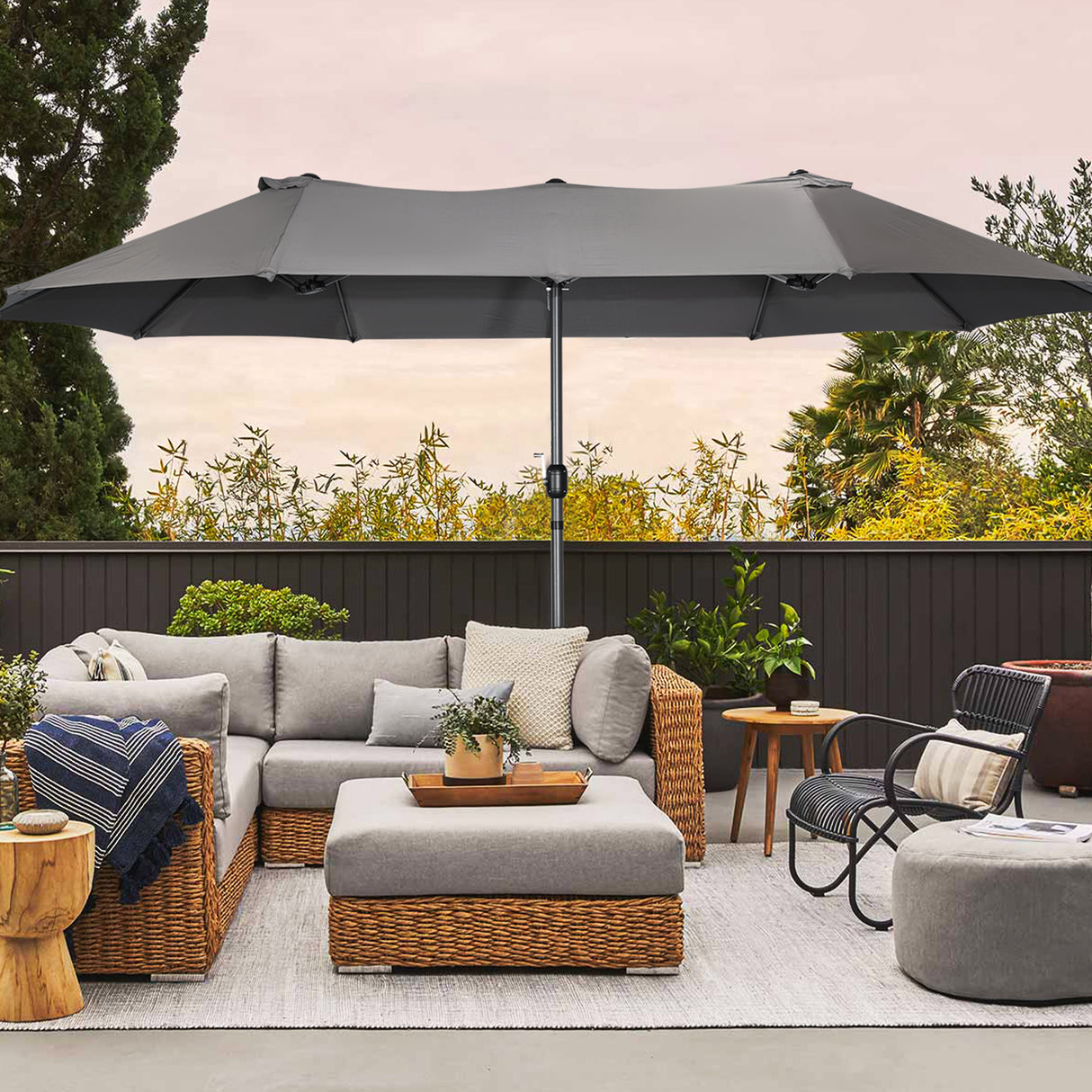 270 X 460 cm Aluminium Doppelsonnenschirm Gartenschirm Sonnenschutz UV50+
