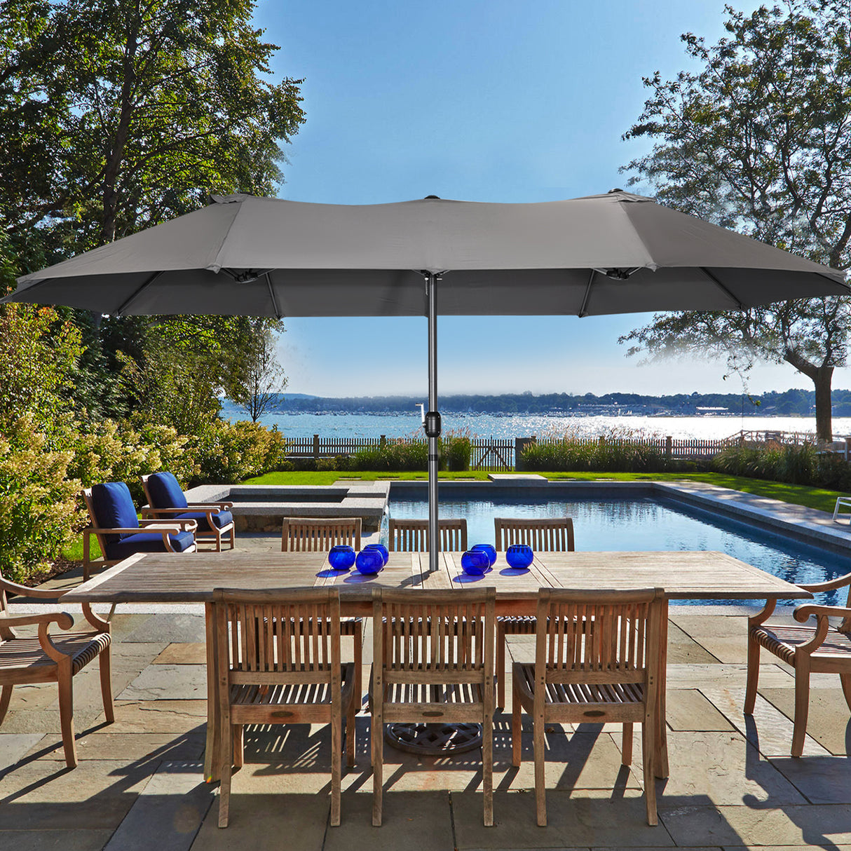 270 X 460 cm Aluminium Doppelsonnenschirm Gartenschirm Sonnenschutz UV50+