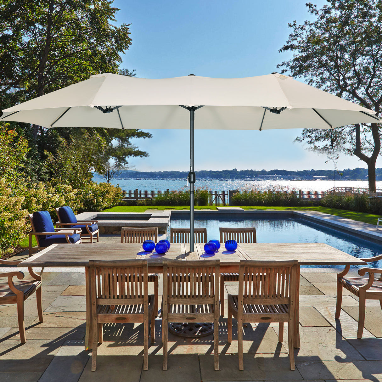 270 X 460 cm Aluminium Doppelsonnenschirm Gartenschirm Sonnenschutz UV50+