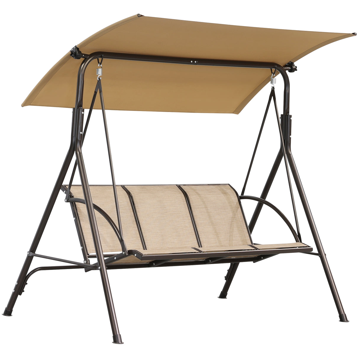 Angel Living Hollywoodschaukel Gartenschaukel 3 Sitzer mit Sonnenschutz aus Stahl Braun 170 x 110 x152cm