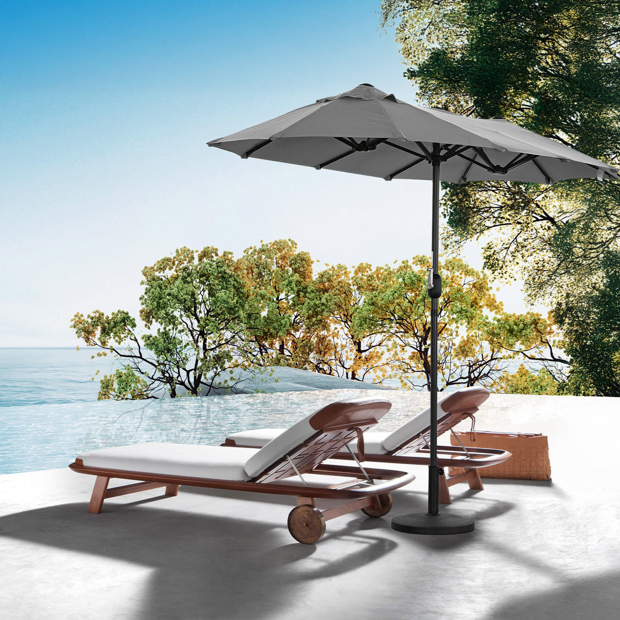 Angel Living Doppelsonnenschirm mit kurbel Groß Sonnenschirm Marktschirm für Terrasse,Balkon & Garten UPF 50+