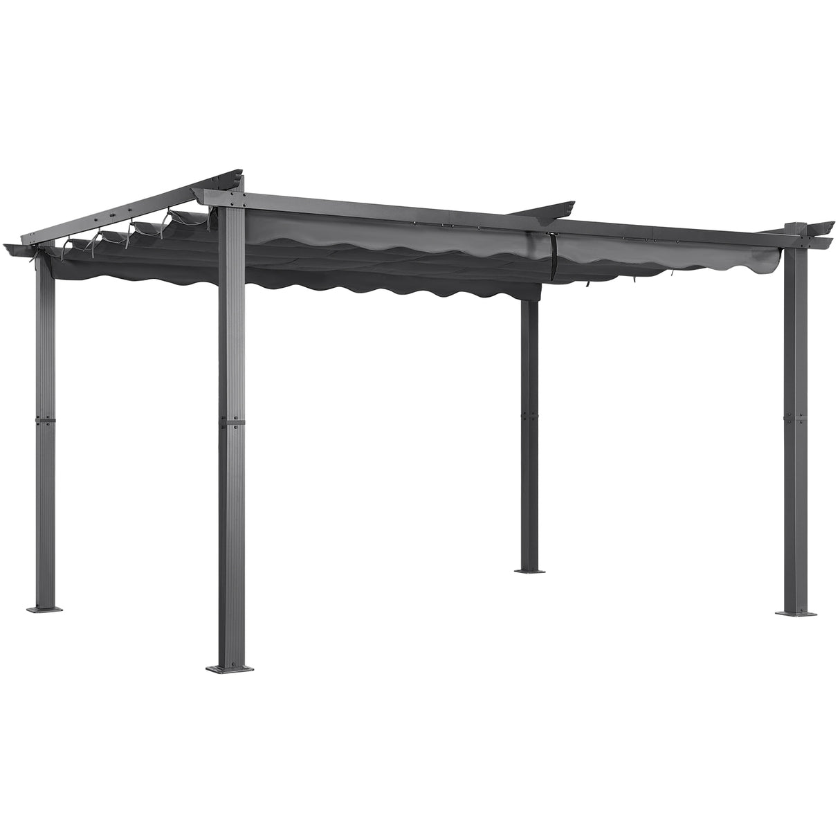 Angel Living Garten Pergola Pavillon Gartenpavillon aus Aluminium in anthrazit, Dachrohre aus Stahl, Verstellbares Dach aus Polyester