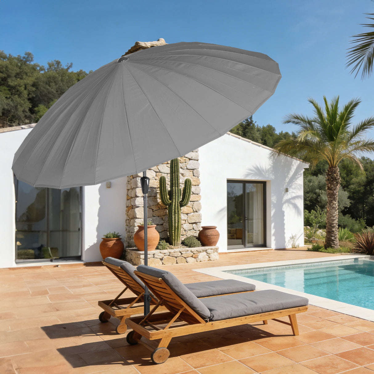 Angel Living Sonnenschirm Fiberglas 250cm mit Neigbar,UV 50+ Kurbelschirm Balkonschirm Marktschirm für Garten & Balkon