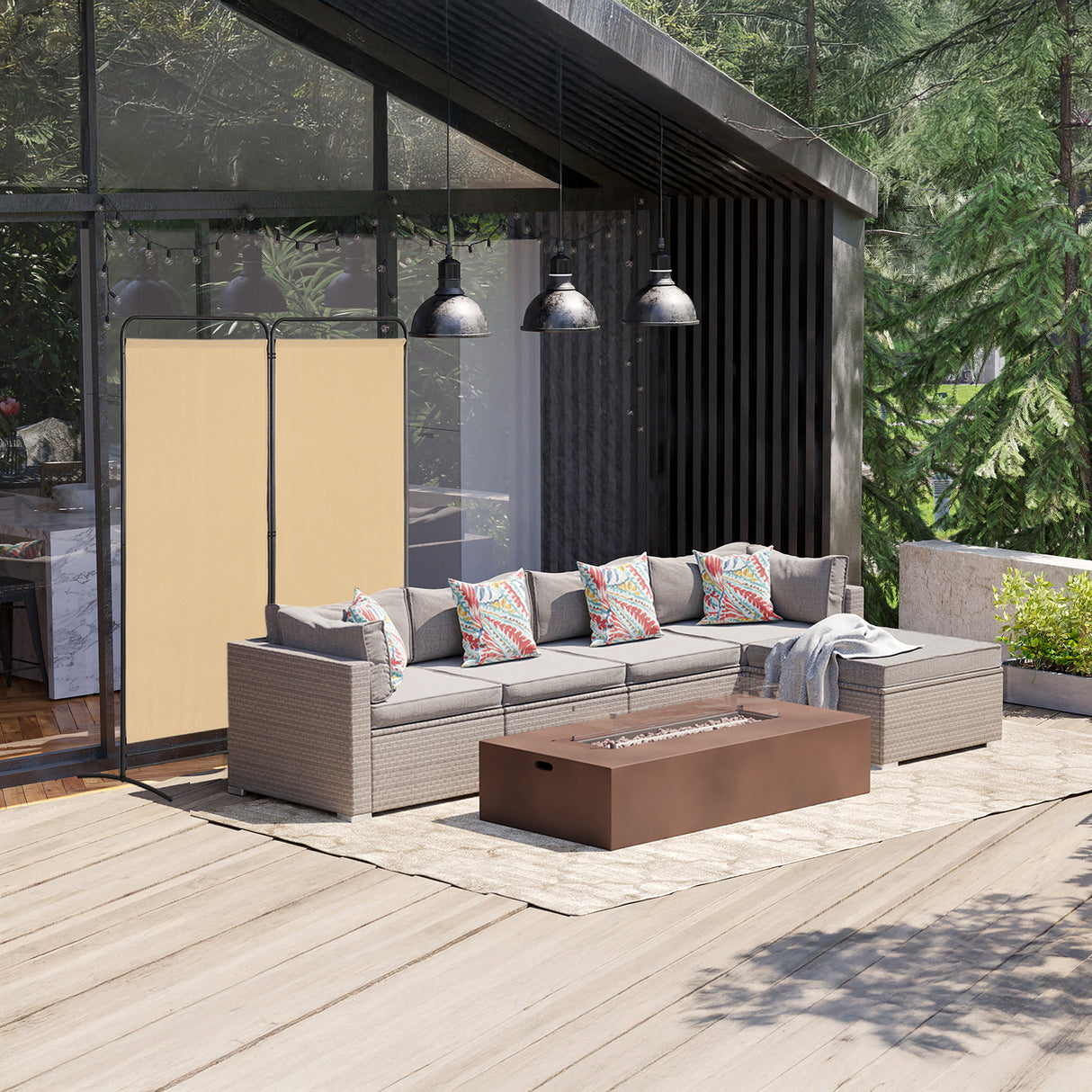 Angel Living Paravent 2 Teilig Klappbar Raumteiler für Büros, Balkon,Schlafzimmer,Außengarten, 162cm x 180cm