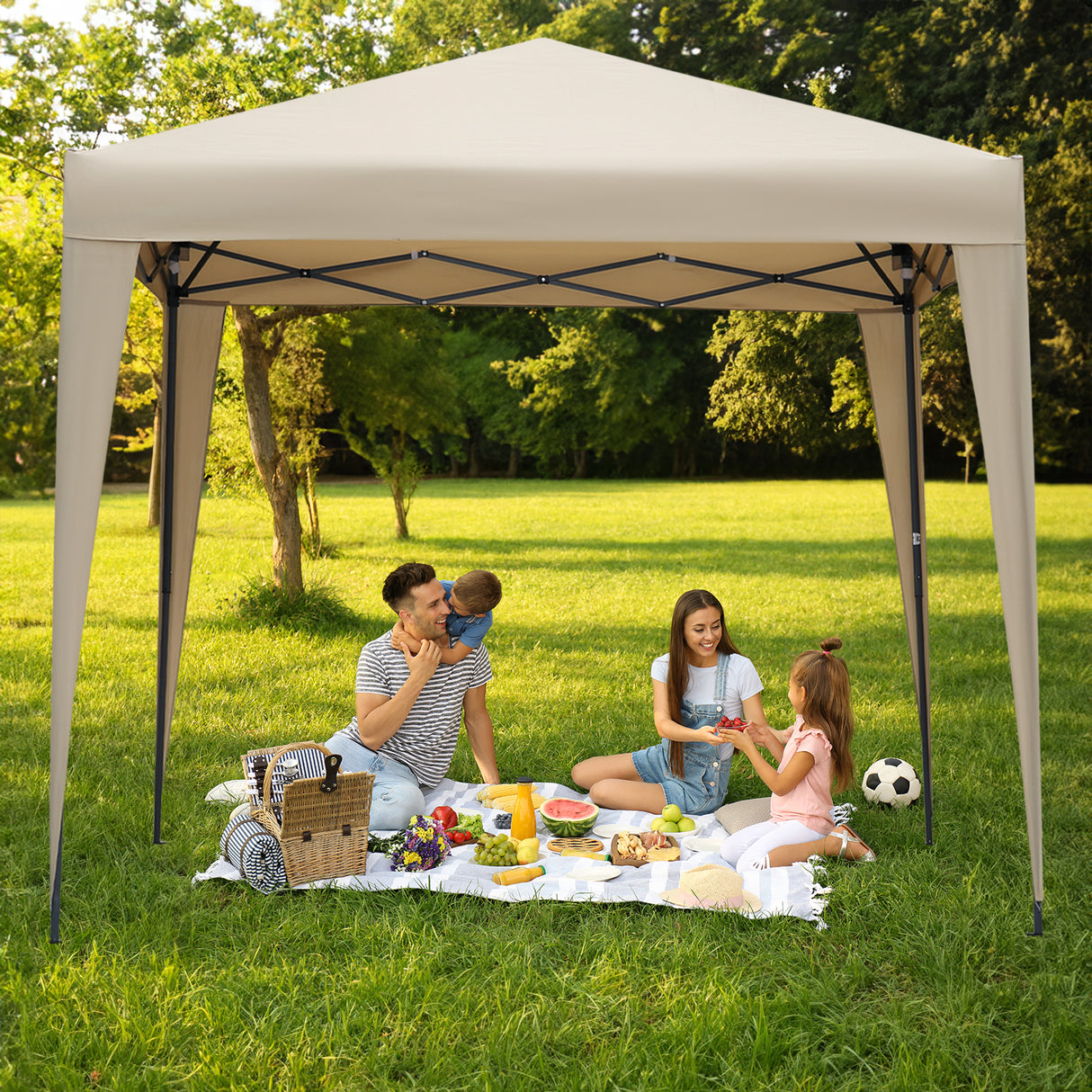 2.5x2.5M Pavilion Faltbar Terassen Dach Wasserabweisend ausStahl und Polyester