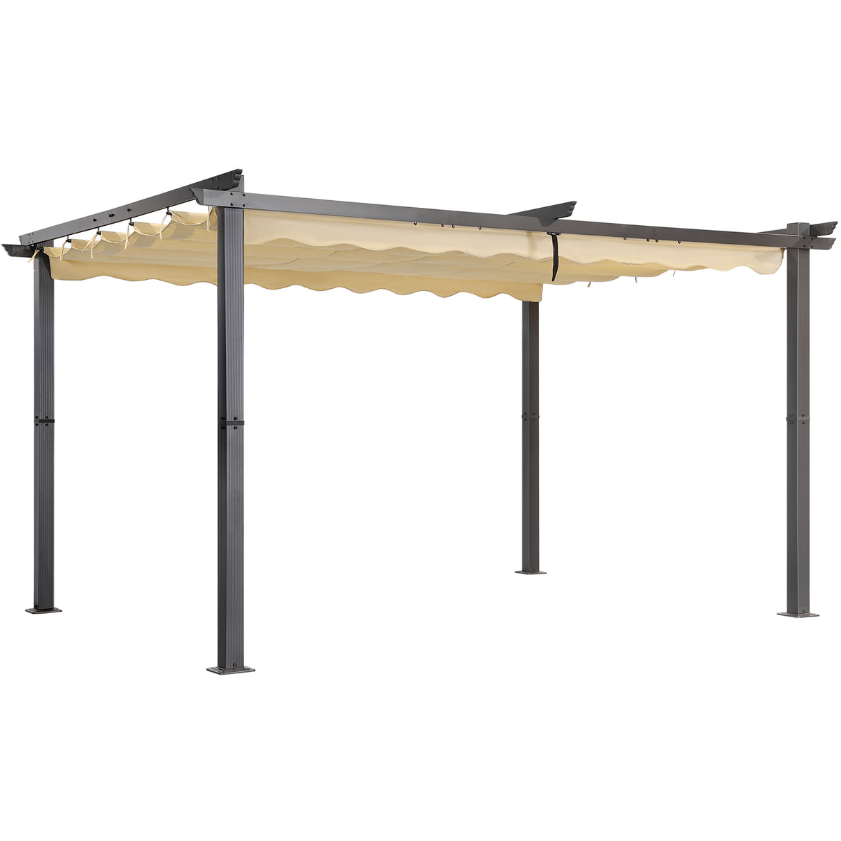 Angel Living Garten Pergola Pavillon Gartenpavillon aus Aluminium in anthrazit, Dachrohre aus Stahl, Verstellbares Dach aus Polyester