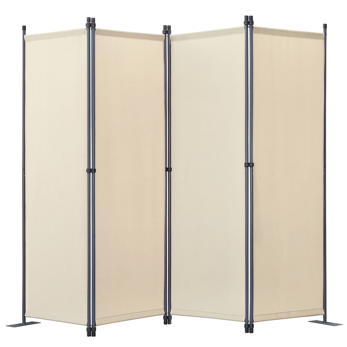 Paravent 4tlg Sichtschutz,Faltbildschirm Raumteiler Sichtschutz aus Stahl und Polyester