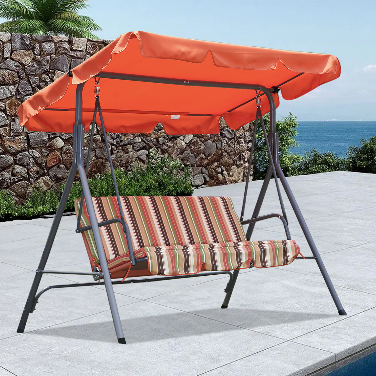 Hollywoodschaukel Gartenschaukel 3 Sitzer mit Sonnenschutz 173x110x151cm