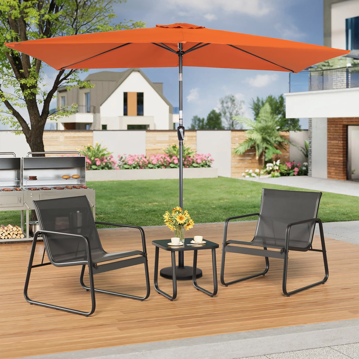 300x200cm Sonnenschirm Rechteck Sonneschirm aus aus Aluminium, Stahl und Polyester