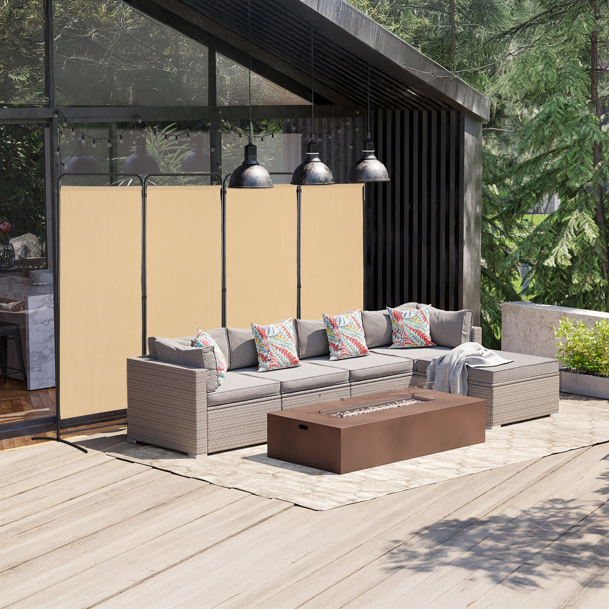 Angel Living Paravent 4 Teilig Klappbar Raumteiler für Büros, Balkon,Schlafzimmer,Außengarten, 324cm x 180cm