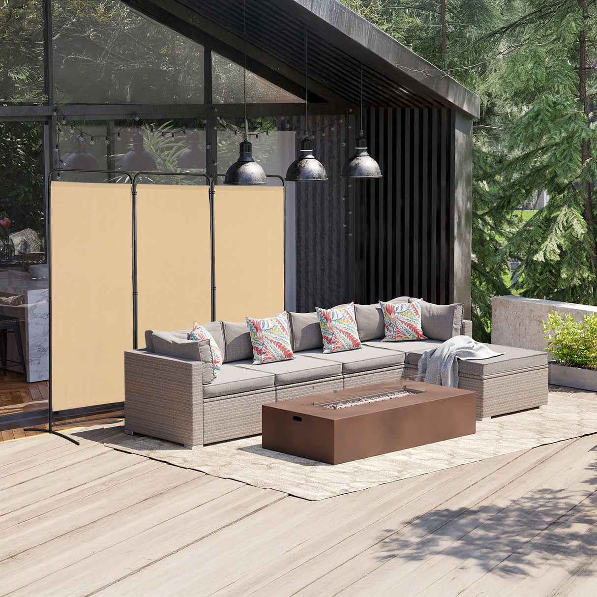 Angel Living Paravent 4 Teilig Klappbar Raumteiler für Büros, Balkon,Schlafzimmer,Außengarten,243cm x 180cm