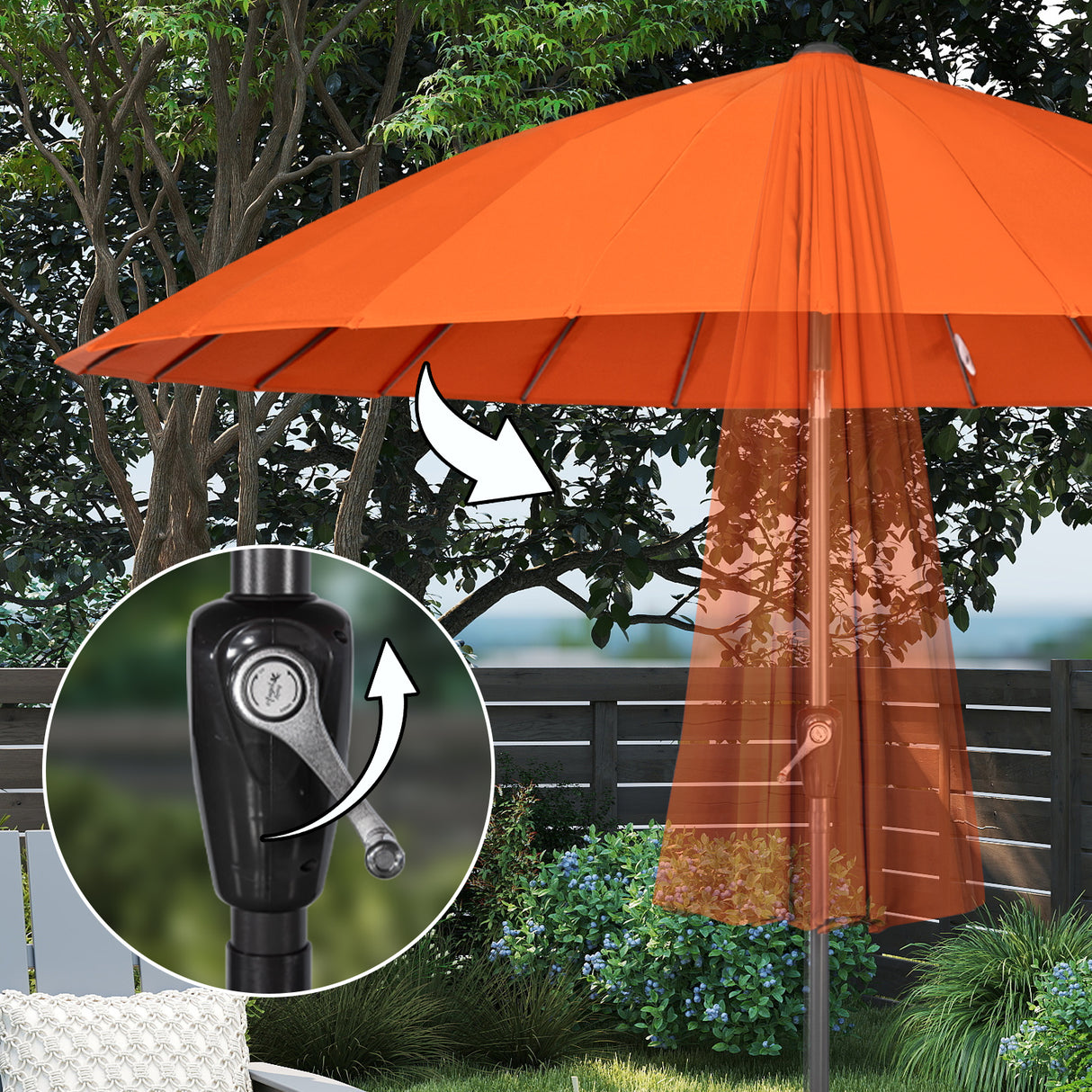 Angel Living Sonnenschirm Fiberglas 250cm mit Neigbar,UV 50+ Kurbelschirm Balkonschirm Marktschirm für Garten & Balkon