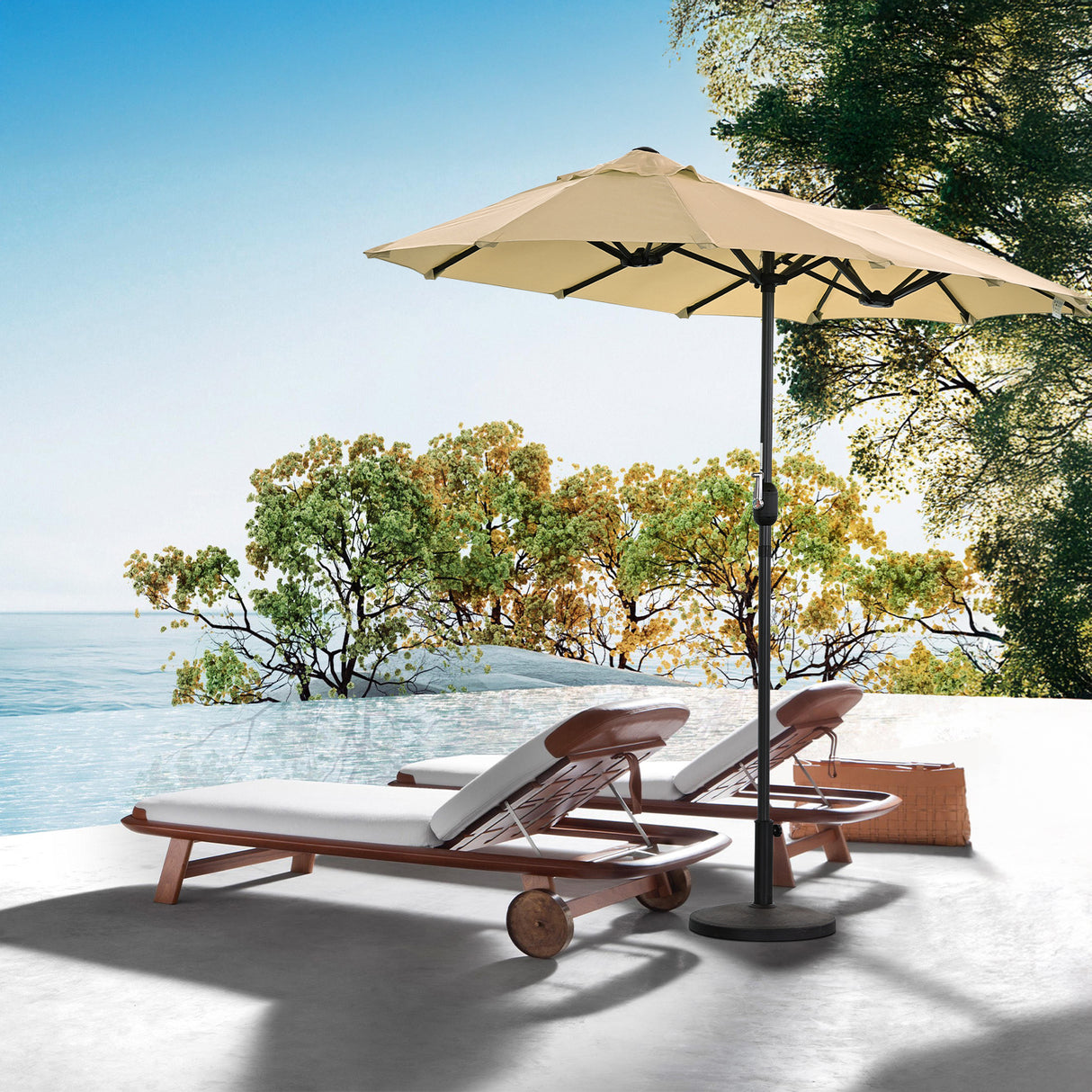 Angel Living Doppelsonnenschirm mit kurbel Groß Sonnenschirm Marktschirm für Terrasse,Balkon & Garten UPF 50+