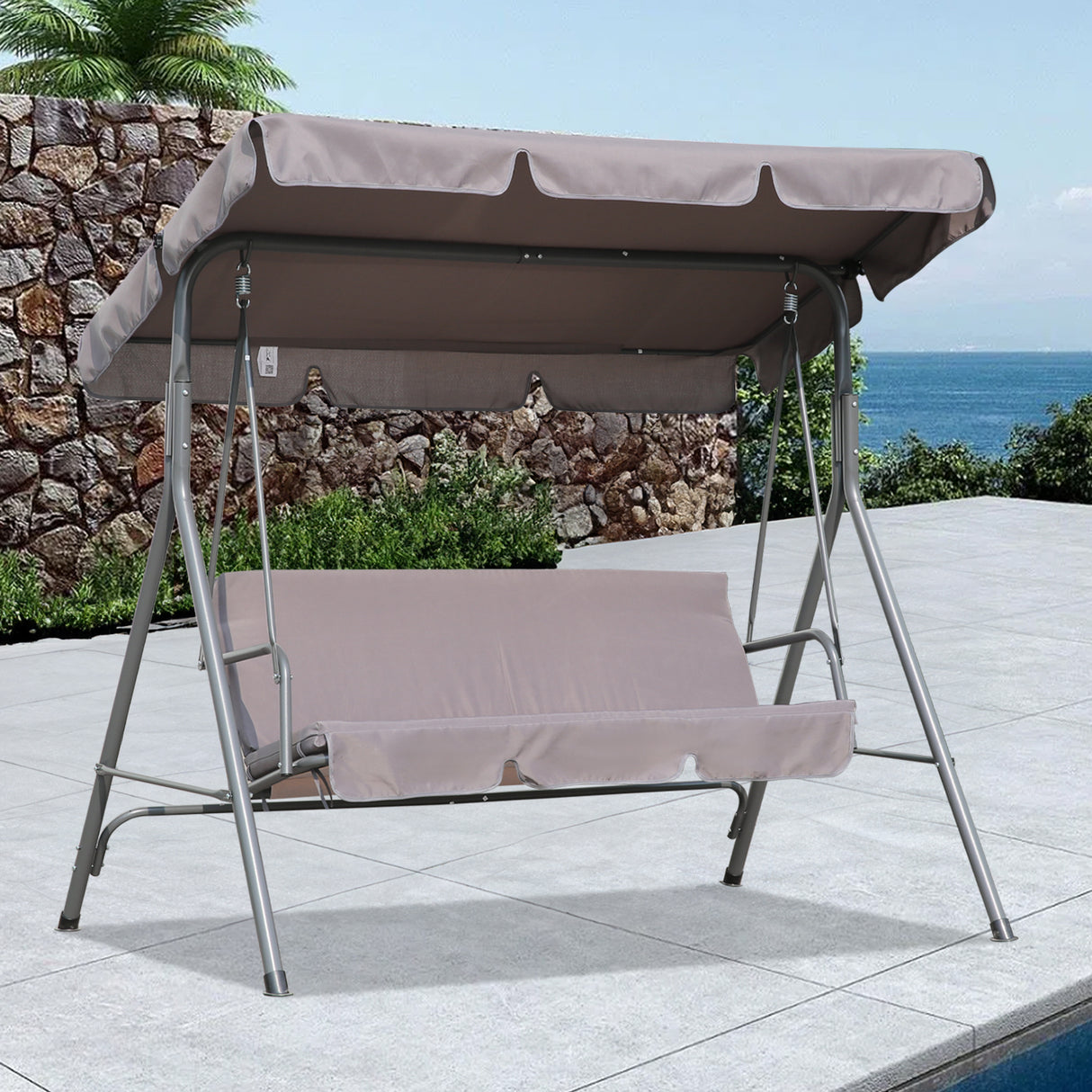 Hollywoodschaukel Gartenschaukel 3 Sitzer mit Sonnenschutz 173x110x151cm