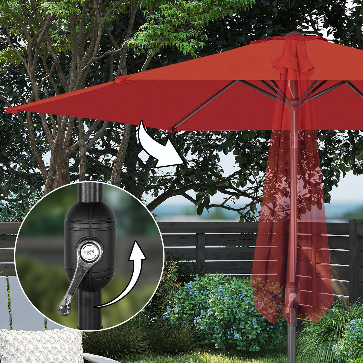 Angel Living Sonnenschirm Ø 300 cm Gartenschirm Marktschirm Terrassenschirm Taupe Rund Sonneschirm Sonnenschutz aus Metall und Polyester UV50+