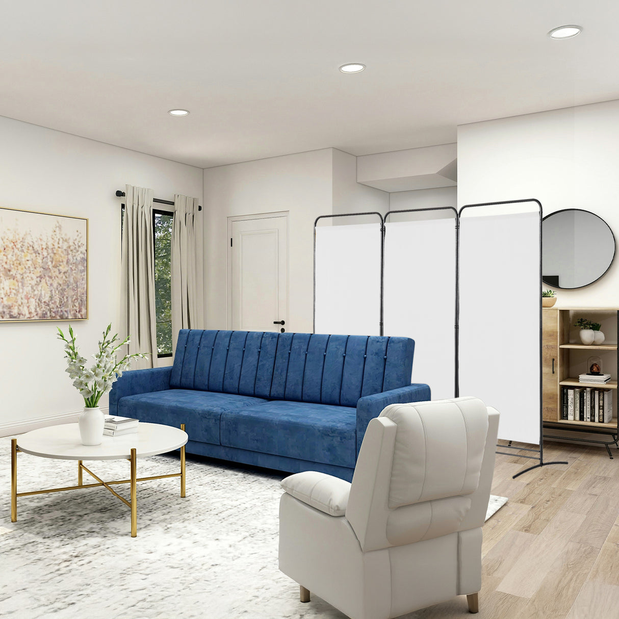 Angel Living Paravent 4 Teilig Klappbar Raumteiler für Büros, Balkon,Schlafzimmer,Außengarten,243cm x 180cm