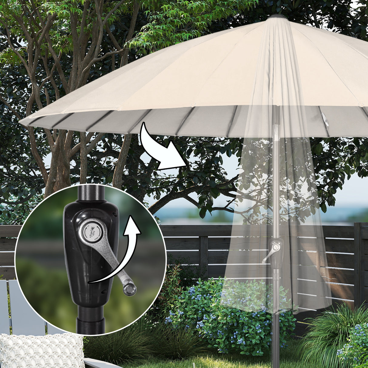 Angel Living Sonnenschirm Fiberglas 250cm mit Neigbar,UV 50+ Kurbelschirm Balkonschirm Marktschirm für Garten & Balkon