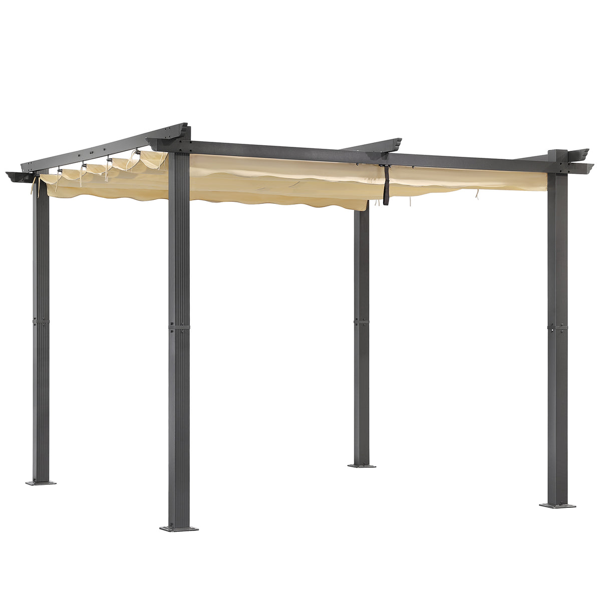 Angel Living Garten Pergola Pavillon Gartenpavillon aus Aluminium in anthrazit, Dachrohre aus Stahl, Verstellbares Dach aus Polyester