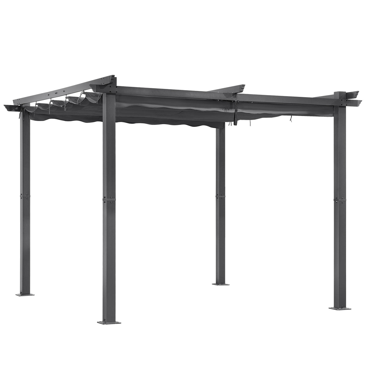 Angel Living Garten Pergola Pavillon Gartenpavillon aus Aluminium in anthrazit, Dachrohre aus Stahl, Verstellbares Dach aus Polyester