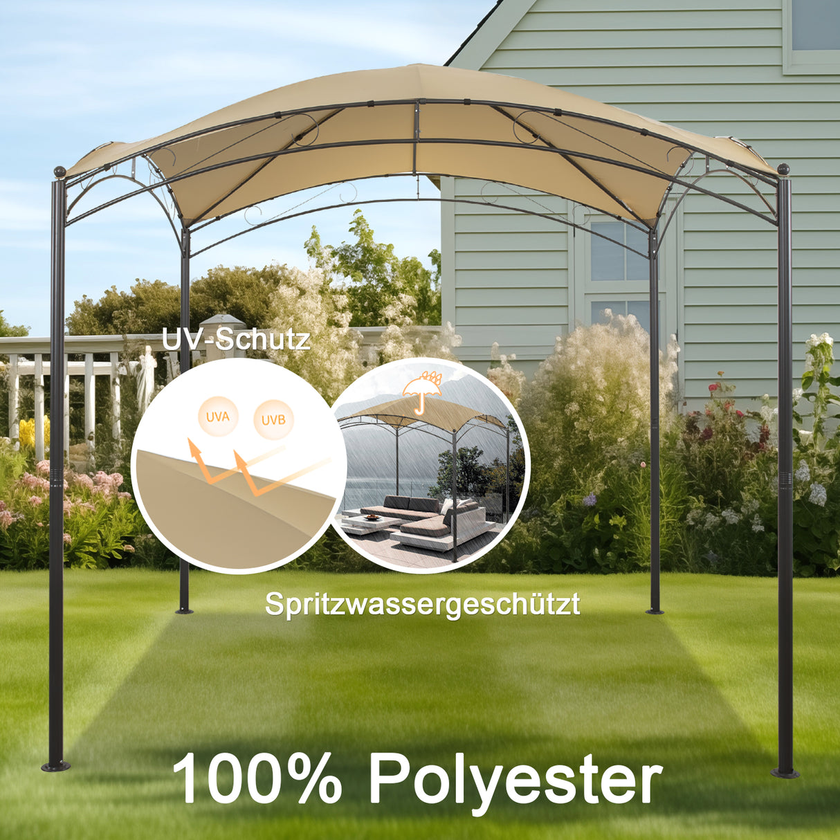 Angel living Gartenpavillon 2.5x2.5M, Wasserabweisend und UV-bestandig Pavillon, Ideal fur Freizeit und Partys