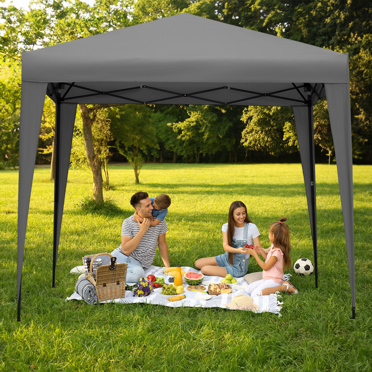 2.5x2.5M Pavilion Faltbar Terassen Dach Wasserabweisend ausStahl und Polyester