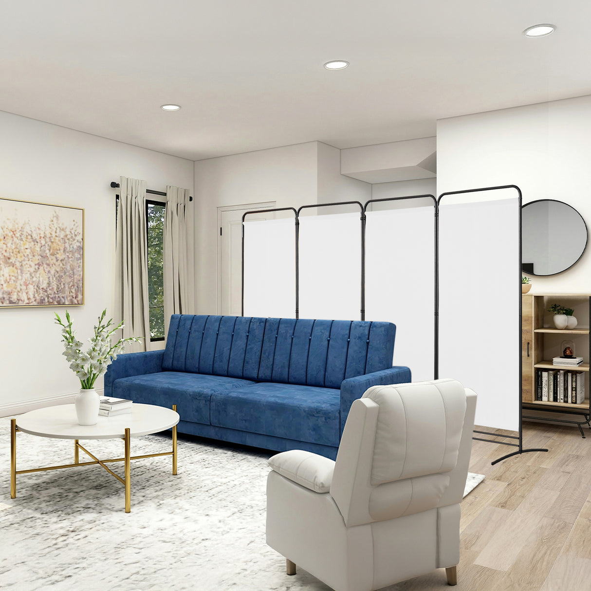 Angel Living Paravent 4 Teilig Klappbar Raumteiler für Büros, Balkon,Schlafzimmer,Außengarten, 324cm x 180cm