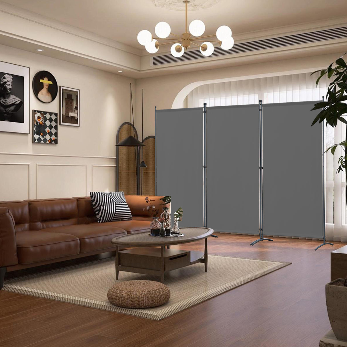 Paravent Raumteiler Outdoor Sichtschutz 243 x 169 cm, 3 Paneele