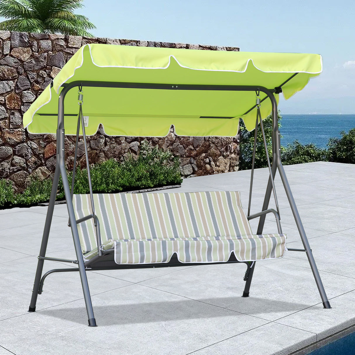 Hollywoodschaukel Gartenschaukel 3 Sitzer mit Sonnenschutz 173x110x151cm