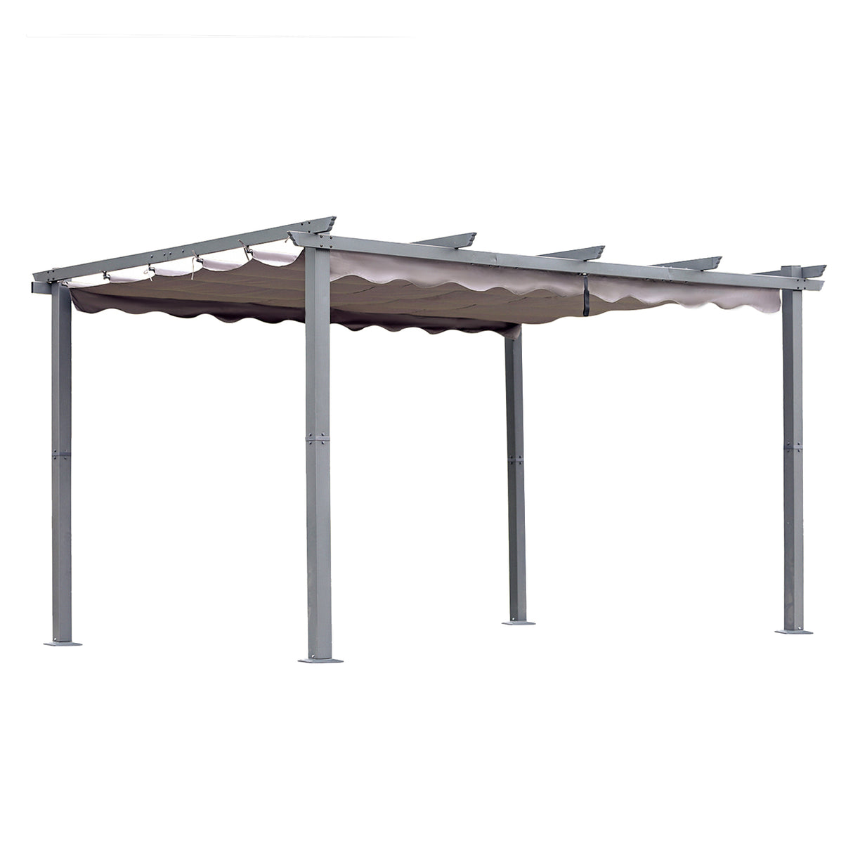 Angel Living Pergola aus Aluminium in anthrazit, Dachrohre aus Stahl, Verstellbares Dach aus Polyester