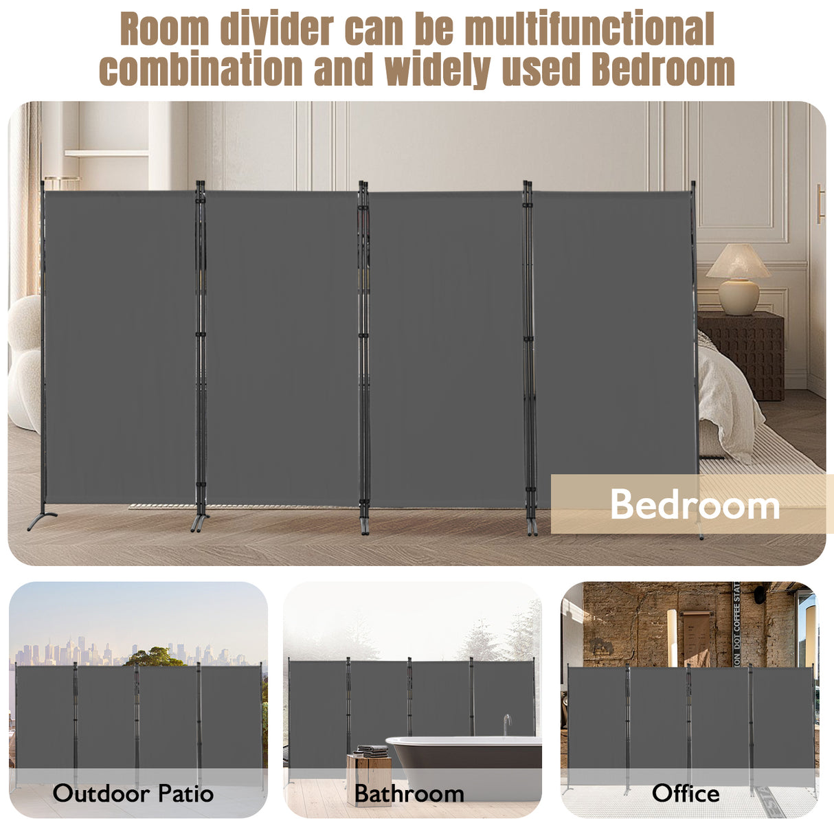 Paravent 4tlg 324X169CM Sichtschutz Balkonbespannung Balkonsichtschutz Paravent Raumteiler Trennwand