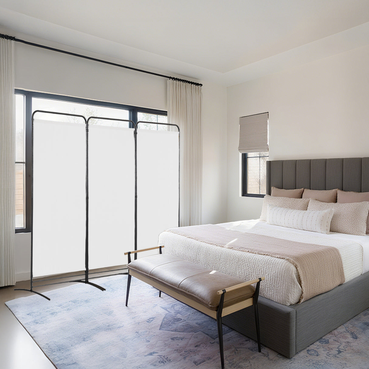 Angel Living Paravent 4 Teilig Klappbar Raumteiler für Büros, Balkon,Schlafzimmer,Außengarten,243cm x 180cm