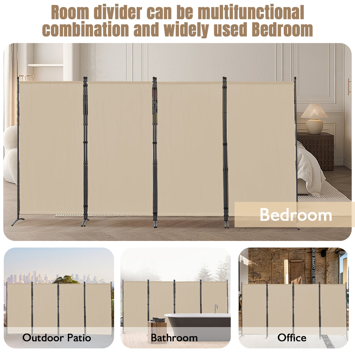 Paravent 4tlg 324X169CM Sichtschutz Balkonbespannung Balkonsichtschutz Paravent Raumteiler Trennwand