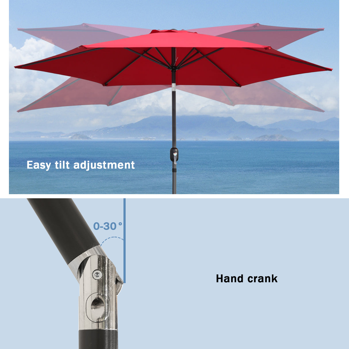 Caña de pescar Living la sombrilla Ø 300 cm de paraguas de jardín el paraguas de mercado el paraguas de terrazas Taupe aproximadamente el Paraguas solar la protección solar de aluminio y poliéster UV50