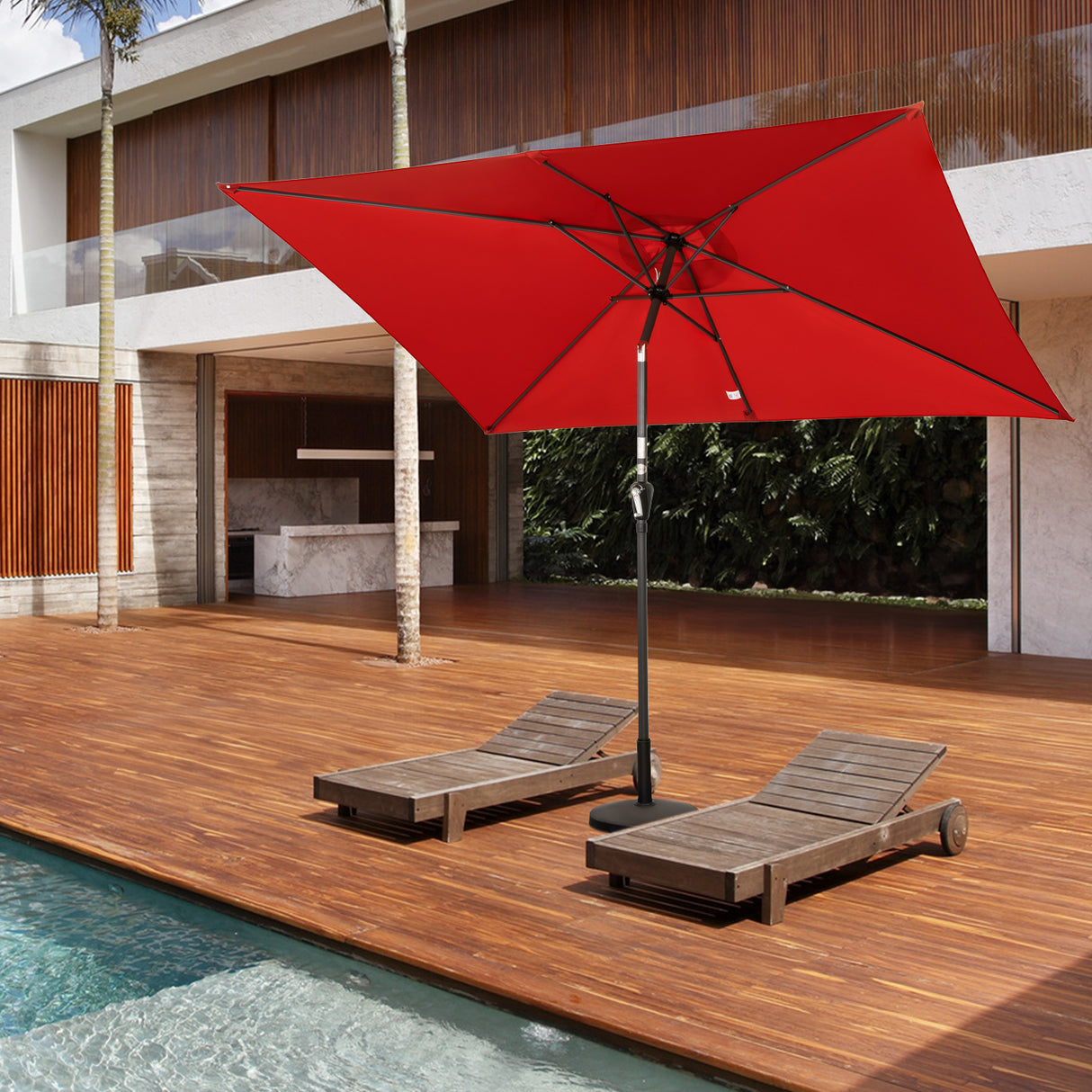 300x200cm Sonnenschirm Rechteck Sonneschirm aus aus Aluminium, Stahl und Polyester