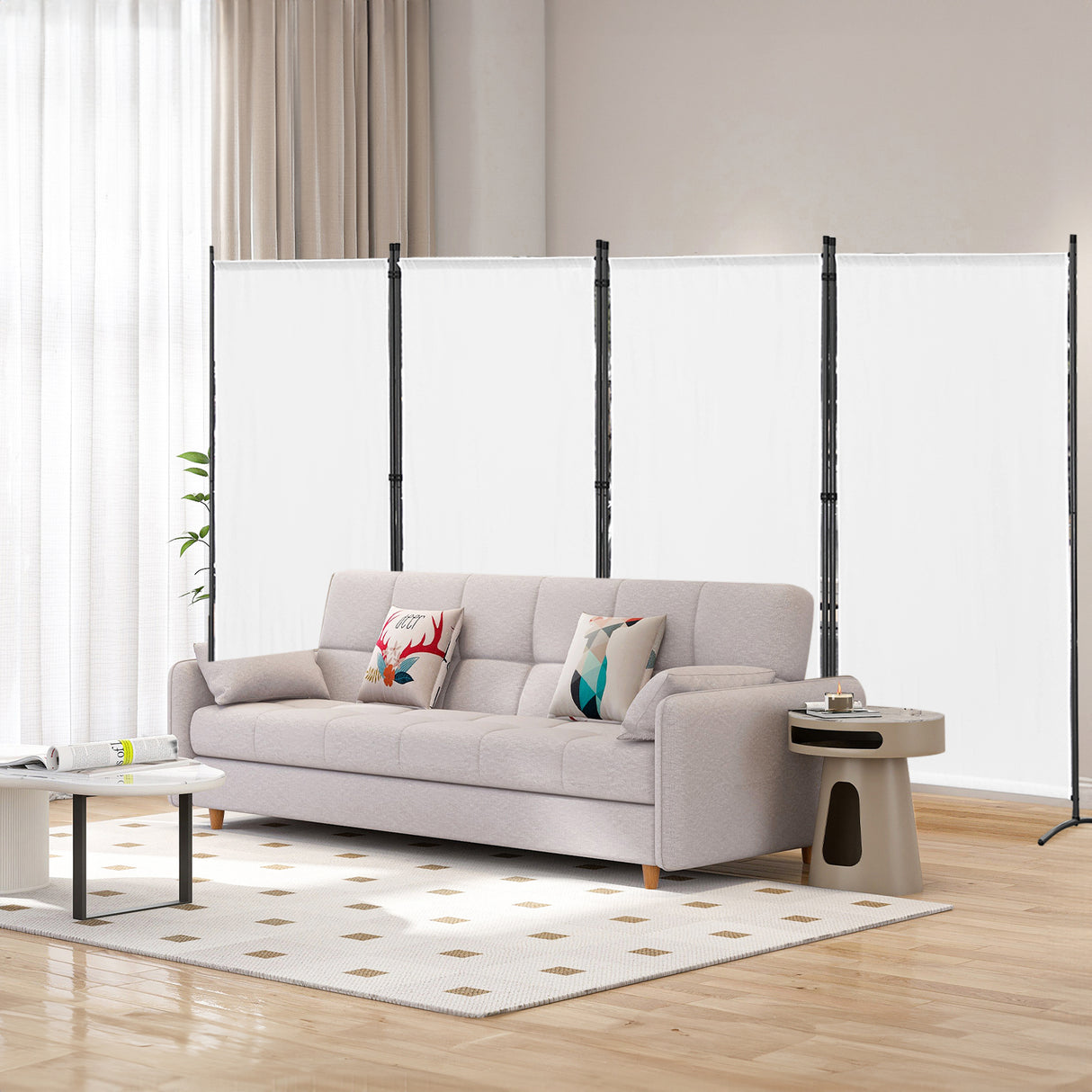 Paravent 4tlg 324X169CM Sichtschutz Balkonbespannung Balkonsichtschutz Paravent Raumteiler Trennwand