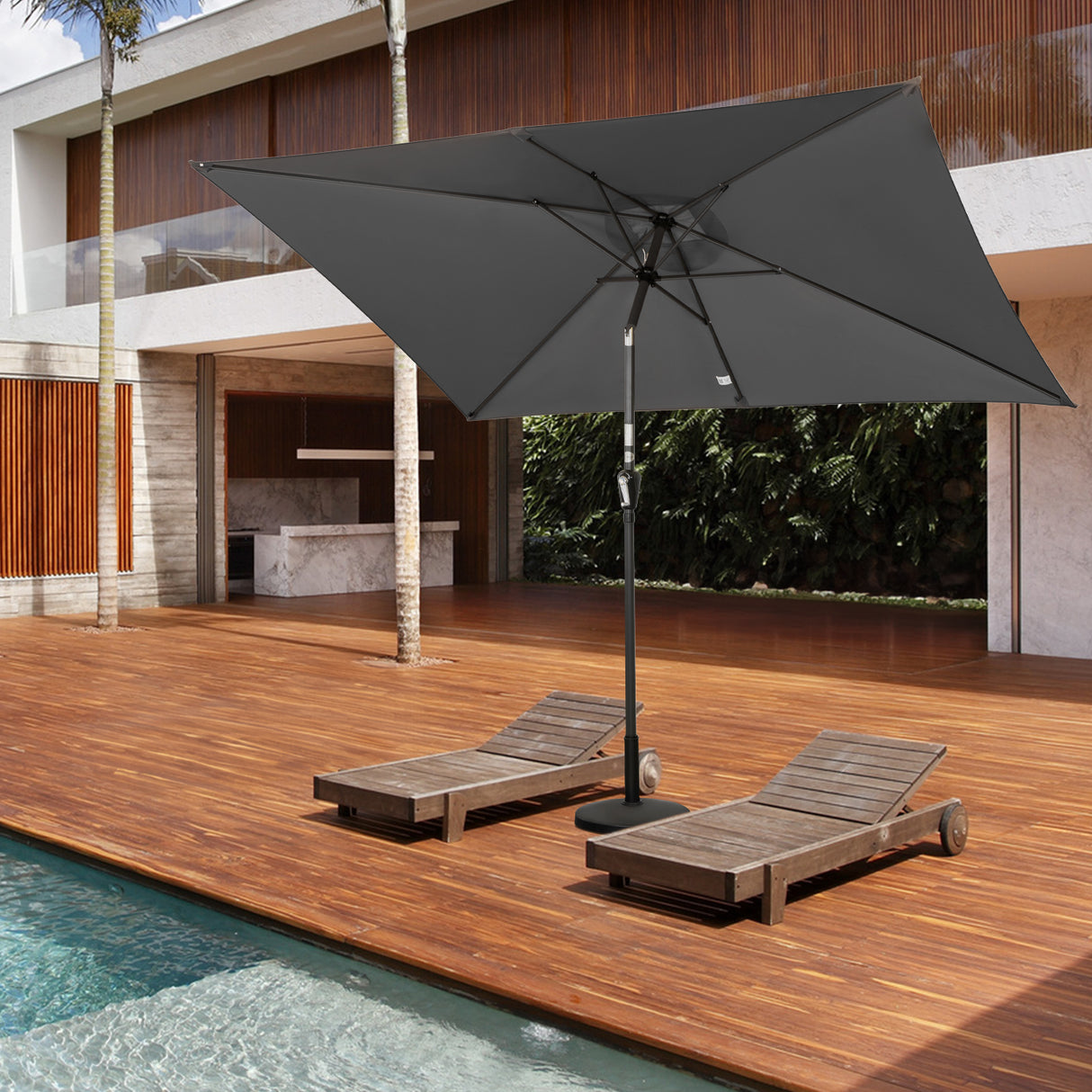 300x200cm Sonnenschirm Rechteck Sonneschirm aus aus Aluminium, Stahl und Polyester