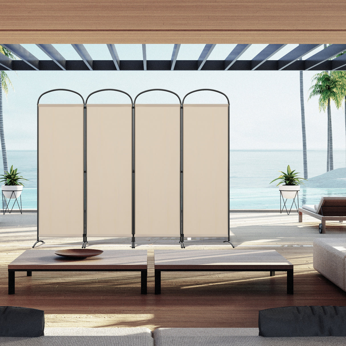 Angel Living Paravent 4tlg 225X185CM Bogenparavent Sichtschutz Raumteiler