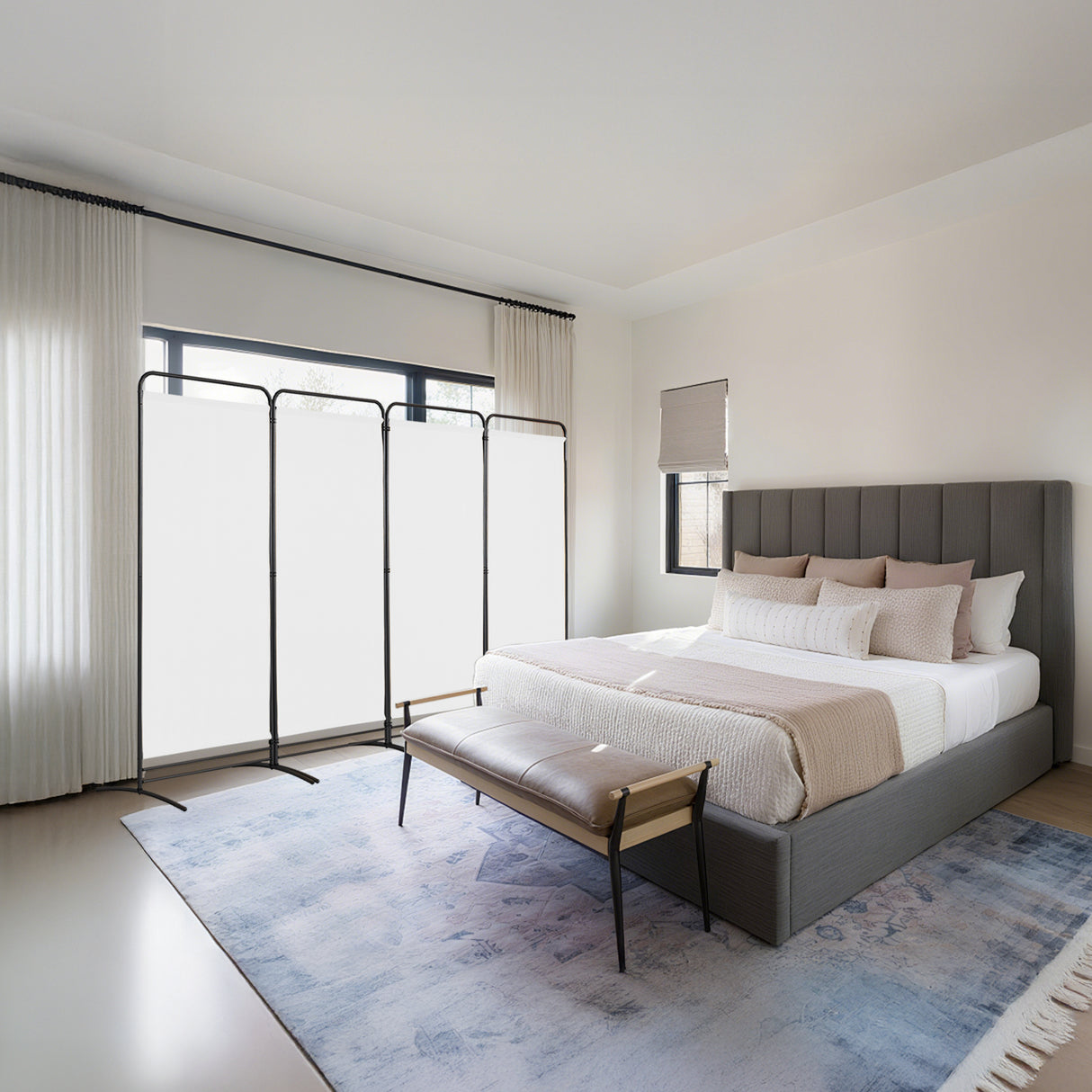 Angel Living Paravent 4 Teilig Klappbar Raumteiler für Büros, Balkon,Schlafzimmer,Außengarten, 324cm x 180cm