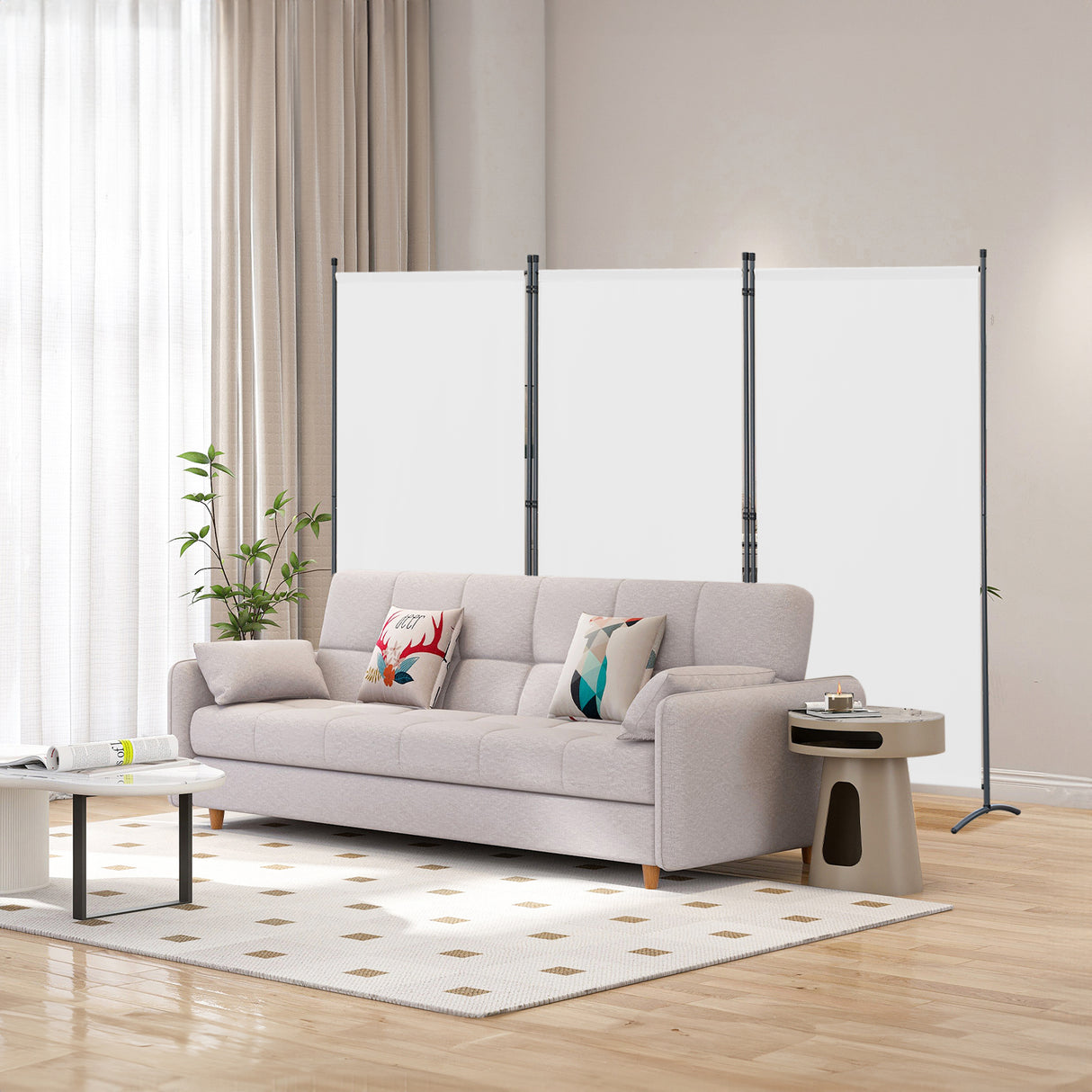 Paravent Raumteiler Outdoor Sichtschutz 243 x 169 cm, 3 Paneele