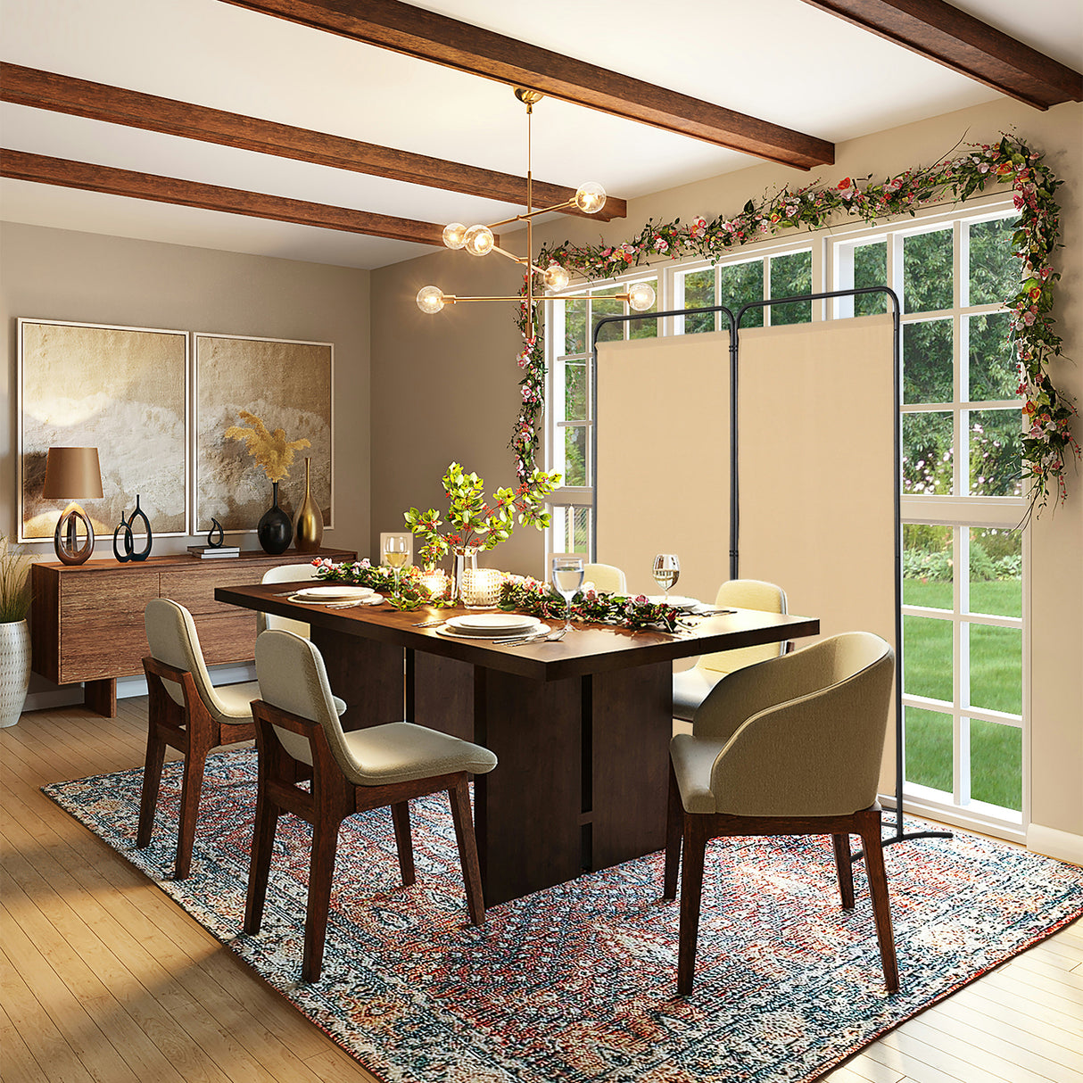 Angel Living Paravent 2 Teilig Klappbar Raumteiler für Büros, Balkon,Schlafzimmer,Außengarten, 162cm x 180cm