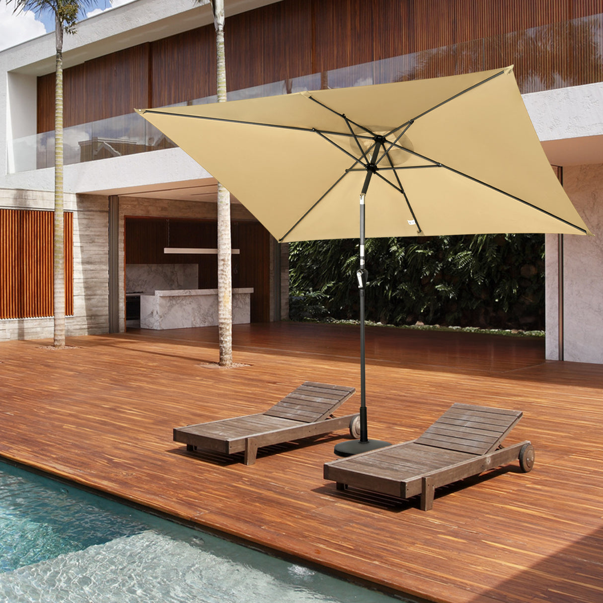 300x200cm Sonnenschirm Rechteck Sonneschirm aus aus Aluminium, Stahl und Polyester