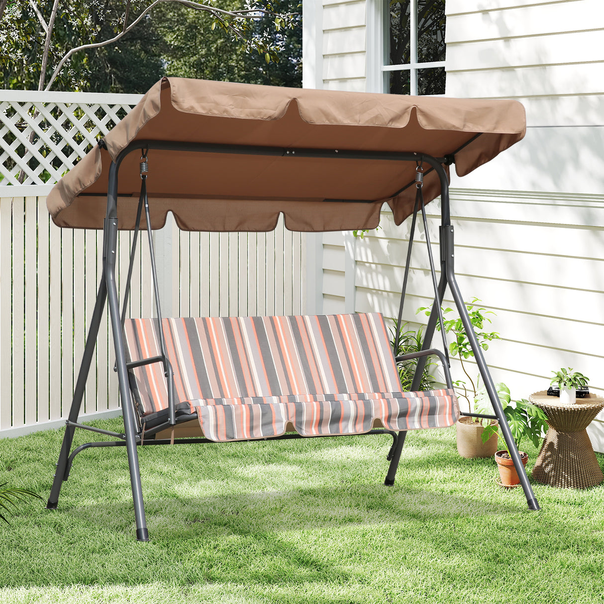 Hollywoodschaukel Gartenschaukel 3 Sitzer mit Sonnenschutz 173x110x151cm