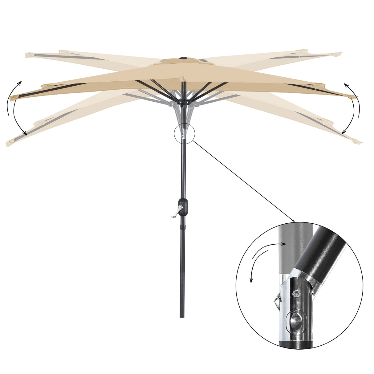 Angel Living 2.7M Halber Sonnenschirm mit Kurbel und Neigbar, UV-Schutz Marktschirm für Terrasse,Poolbereich,Balkon & Garten