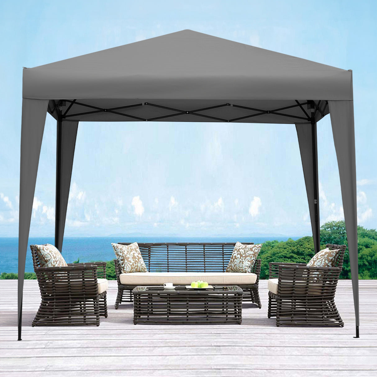 2.5x2.5M Pavilion Faltbar Terassen Dach Wasserabweisend ausStahl und Polyester