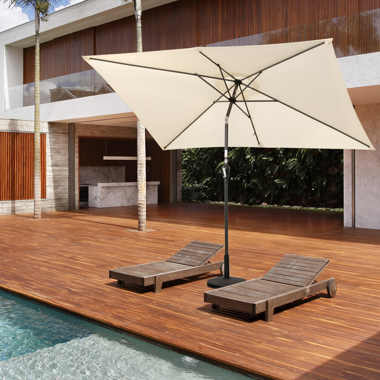 300x200cm Sonnenschirm Rechteck Sonneschirm aus aus Aluminium, Stahl und Polyester